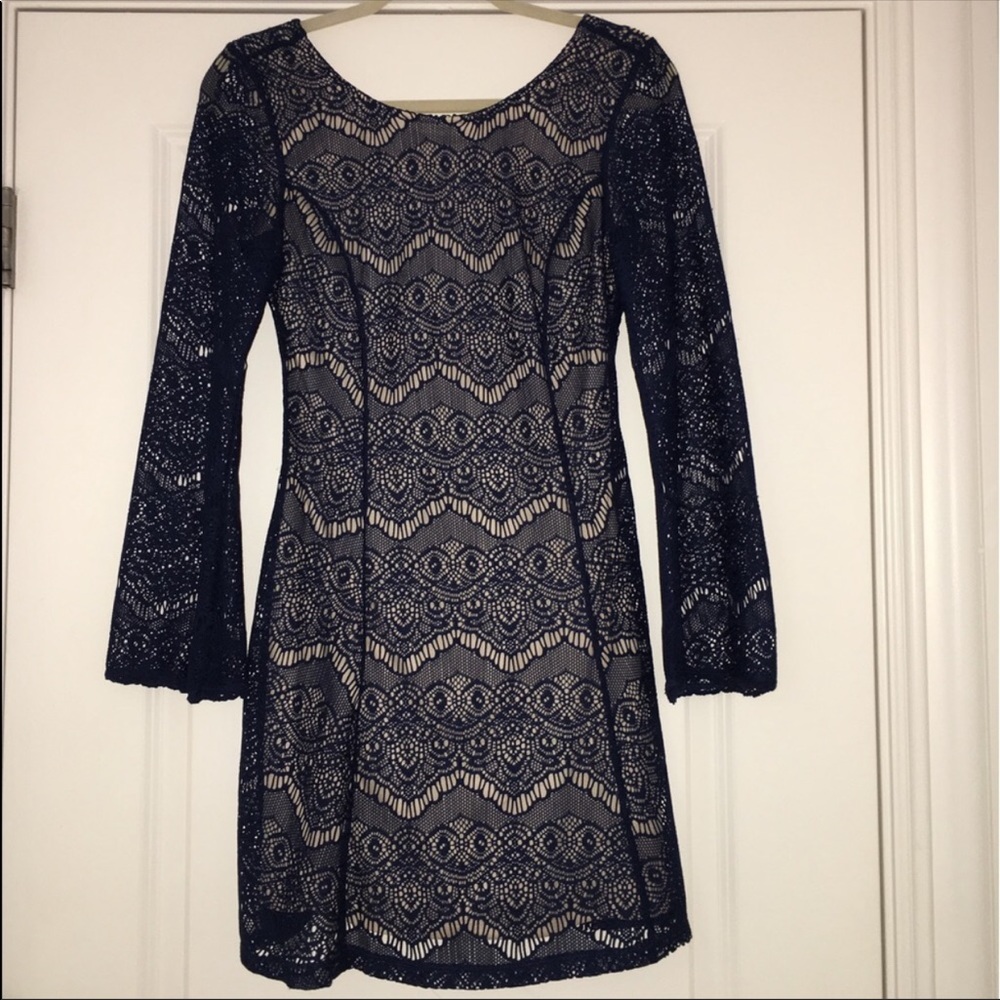 Xhiliration size medium blue lace dress